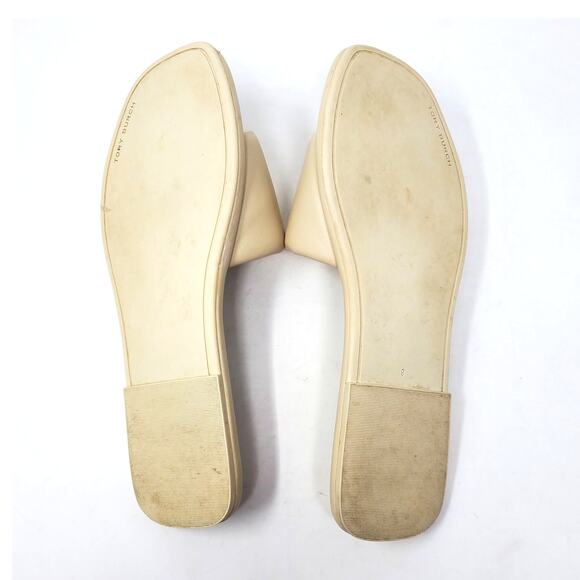 Tory Burch Double T Sport Slide Sandals Dulce De Leche Gold Cream 79985 Size 9 - Picture 7 of 10